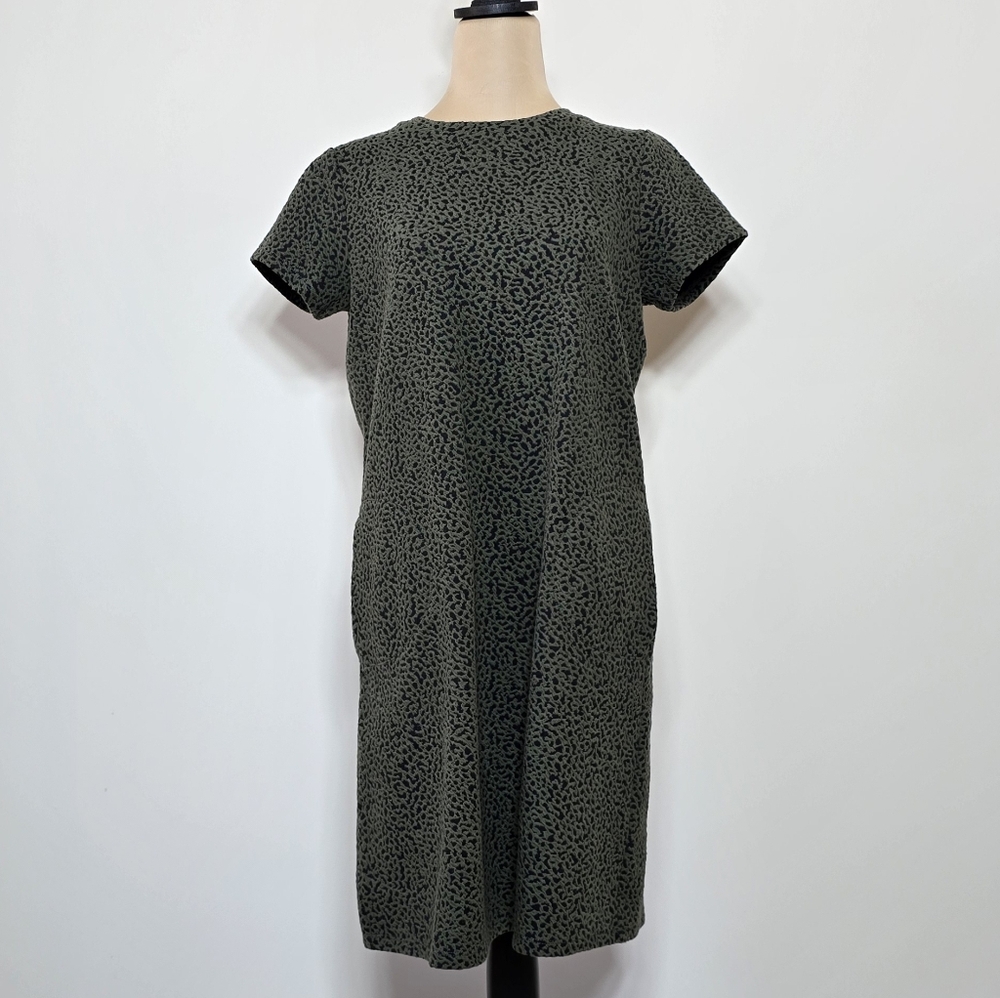 LOFT Black and Green Midi Dress